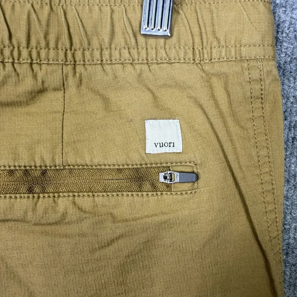 Vuori Straight Leg Pants in Mustard Brown with White Drawstring
